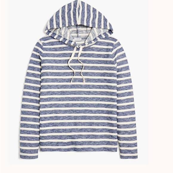 NEW J. Crew Factory Women's XXL Blue & White Striped Pullover Hoodie Coastal - Picture 2 of 8